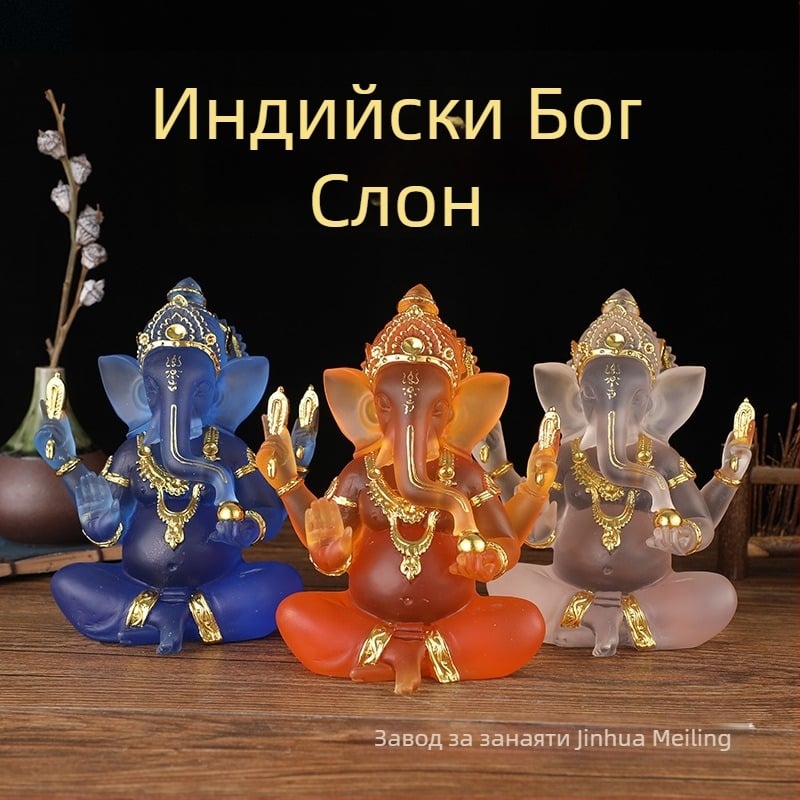 Статуя на Буда от смола със слонски бог, вдъхновена от Югоизточна Азия, декоративен аксесоар с тайландски водно-глазуриран финиш