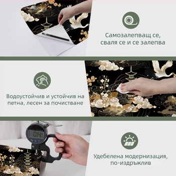 Ретро тапет с мотив японски щъркел – фоново оформление за телевизор, декоративна украса за хол, всекидневна и спалня, самозалепващ се