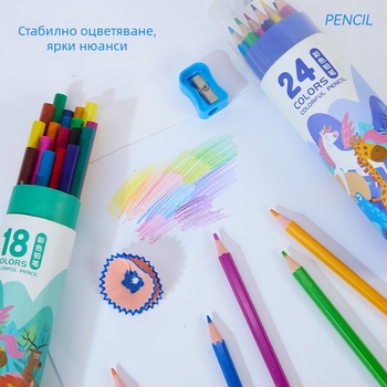 Цветни маслени моливи за първи клас, моливи без дървен корпус за рисуване, комплект канцеларски материали с карикатури