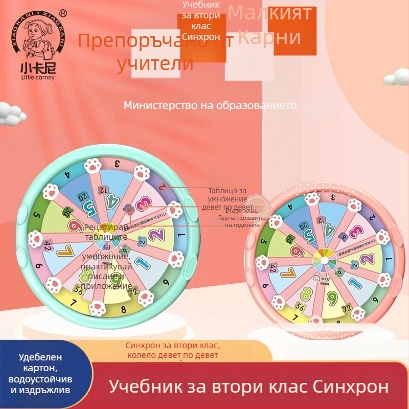 Little Cani детско учебно пособие за таблицата на умножение: 99 формули, разбор чрез въртящ се диск, том 1, устна математика и абакус