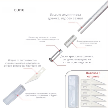 Bo Yi Xuan сплавен многофункционален нож за рязане на хартия и DIY проекти