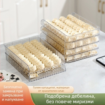 Нов многослоен капак за тава за пелмени, хранително незалепващо покритие, правоъгълна форма с голям капацитет, подходящ за хладилник