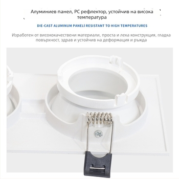 GU10 корпус за прожектор със пръстенова скоба за вграждане в таван, MR16 светлина с решетка, двойна глава, правоъгълно осветление