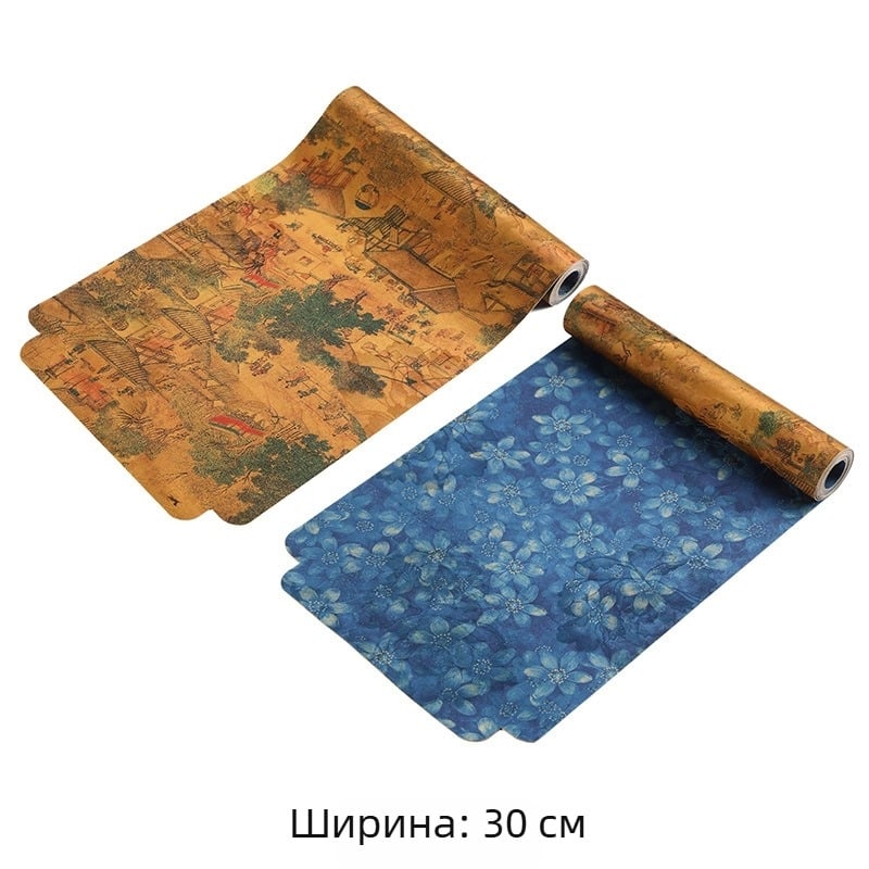 Водоустойчива двустранна чайна подложка и флаг за маса, правоъгълна голяма, плат от ацетатни влакна, стил Дунхуан