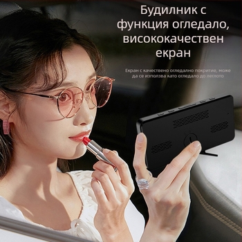 Минималистичен настолен LED огледален будилник с USB захранване, цифров дисплей и нощно осветление, подходящ като подарък