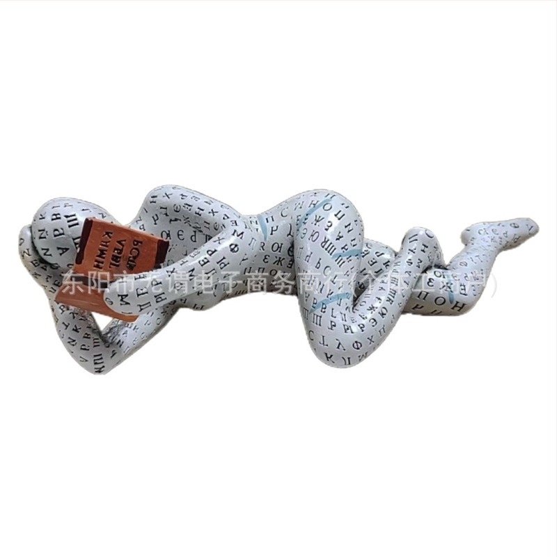 Ръчно боядисана смолна фигура на човек, който чете – модерна минималистична украса за вход и рафтове