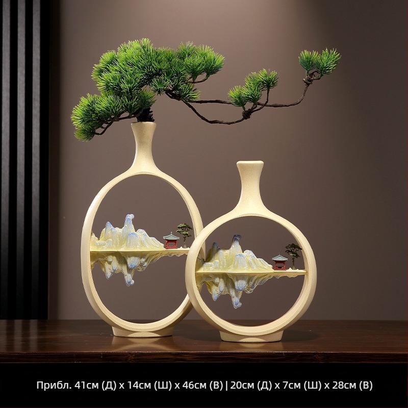 Ваза Welcoming Pine в новокитайски стил — Zen декоративна фигура за дневна, антре и офис