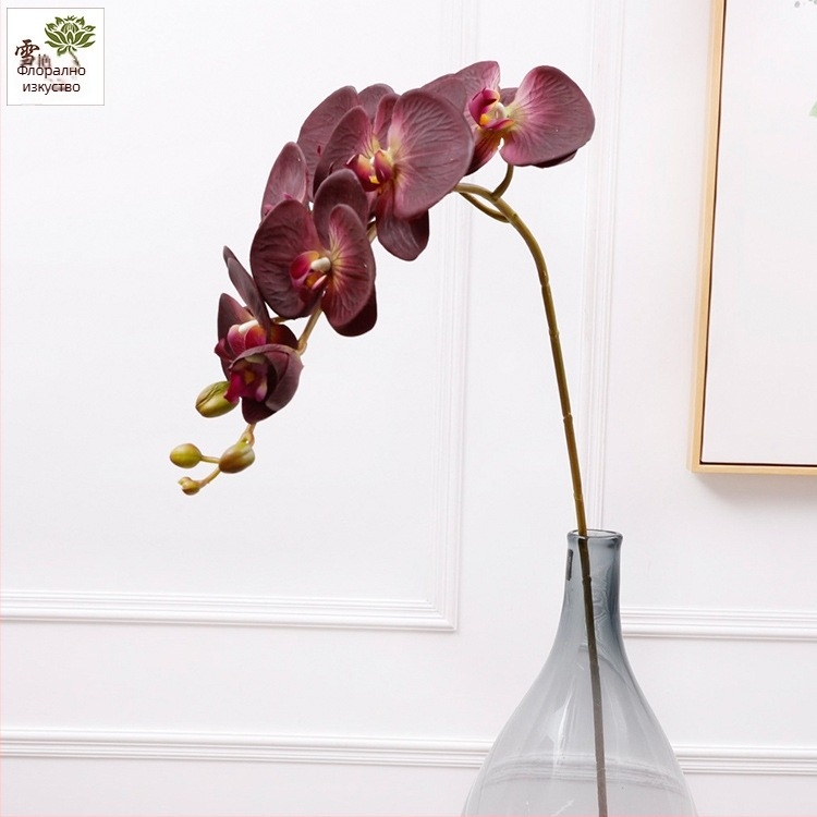 Phalaenopsis осемглави изкуствена орхидея, декоративно цвете на стойка за сватби, хотели и домове