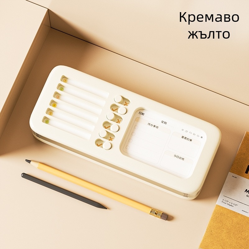 Голям държач за моливи и кутия за съхранение за ученическо бюро – мултифункционален канцеларски органайзер за деца