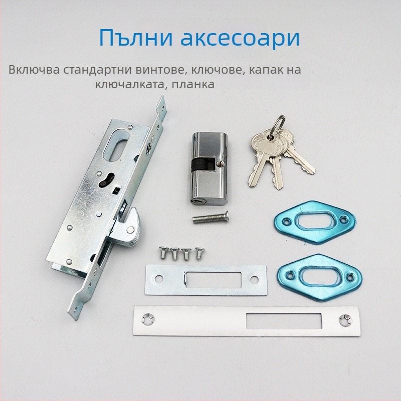 Механично заключване за двойни плъзгащи врати, цилиндрична ключалка за рамкови стъклени врати, заключване с плосък език за под, кука-заключване за врати от алуминиева сплав и PVC