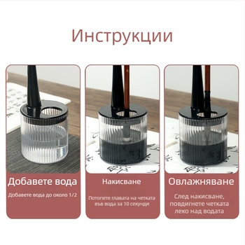 Многофункционална подставка за писалки с контейнер за мастило, цилиндър за измиване на четки, клип за сушене и овлажняващ държач за писалка