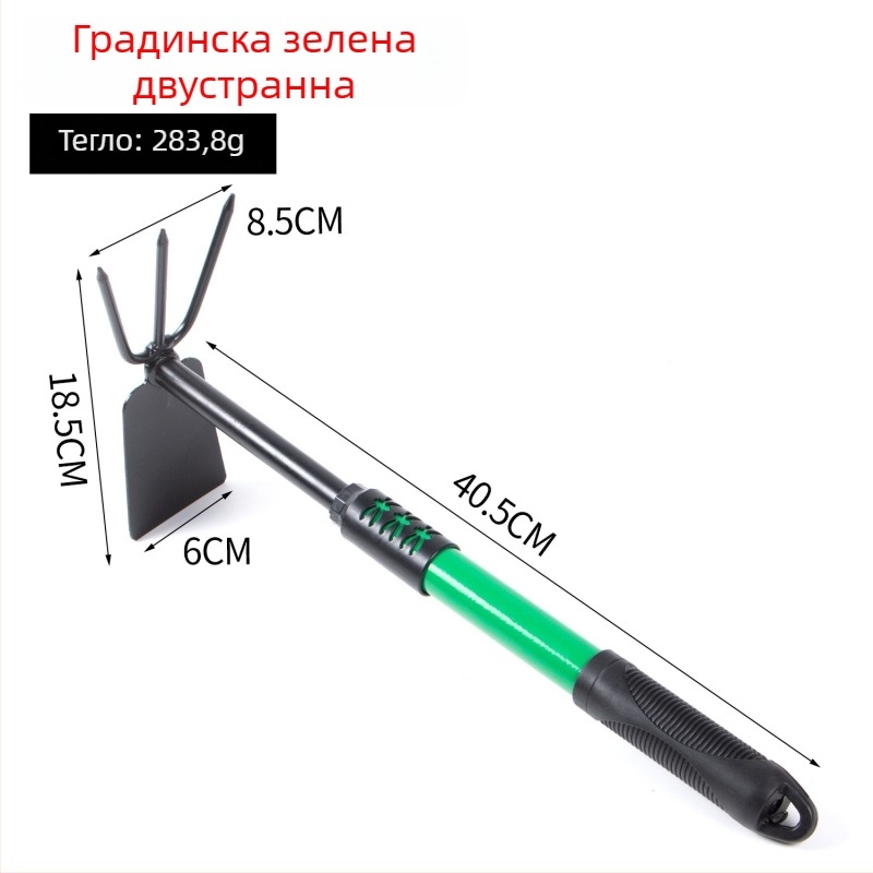 Зелен градинарски комплект инструменти с пластмасови нехлъзгащи дръжки - 3 части за домашна градина, балкон, разрохляване на почвата и плевене