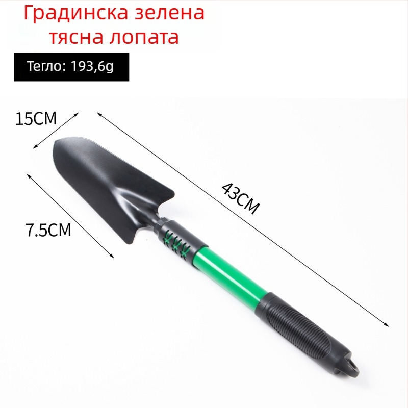 Зелен градинарски комплект инструменти с пластмасови нехлъзгащи дръжки - 3 части за домашна градина, балкон, разрохляване на почвата и плевене