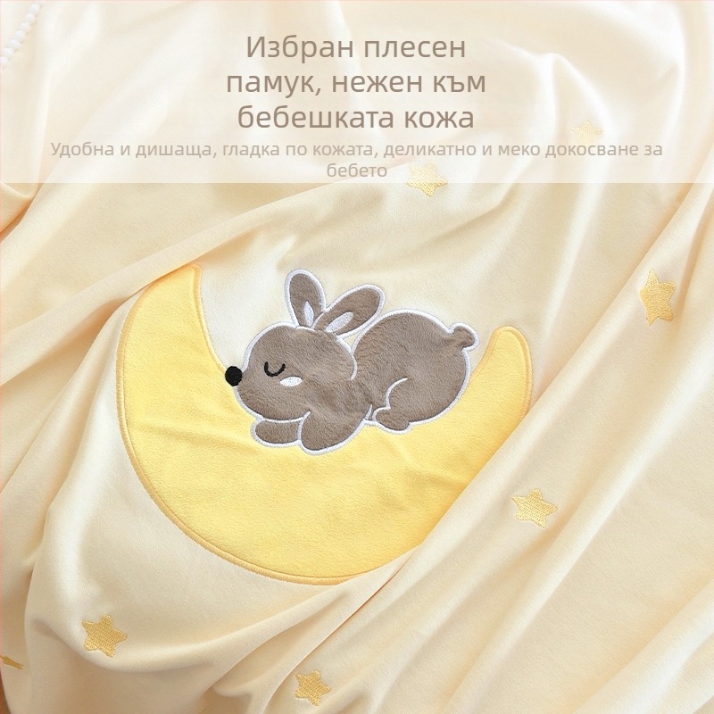 Калъф за завивка за деца 1,2 м, с животински мотиви, памучен трикотаж, бродерия, INS стил, едно парче
