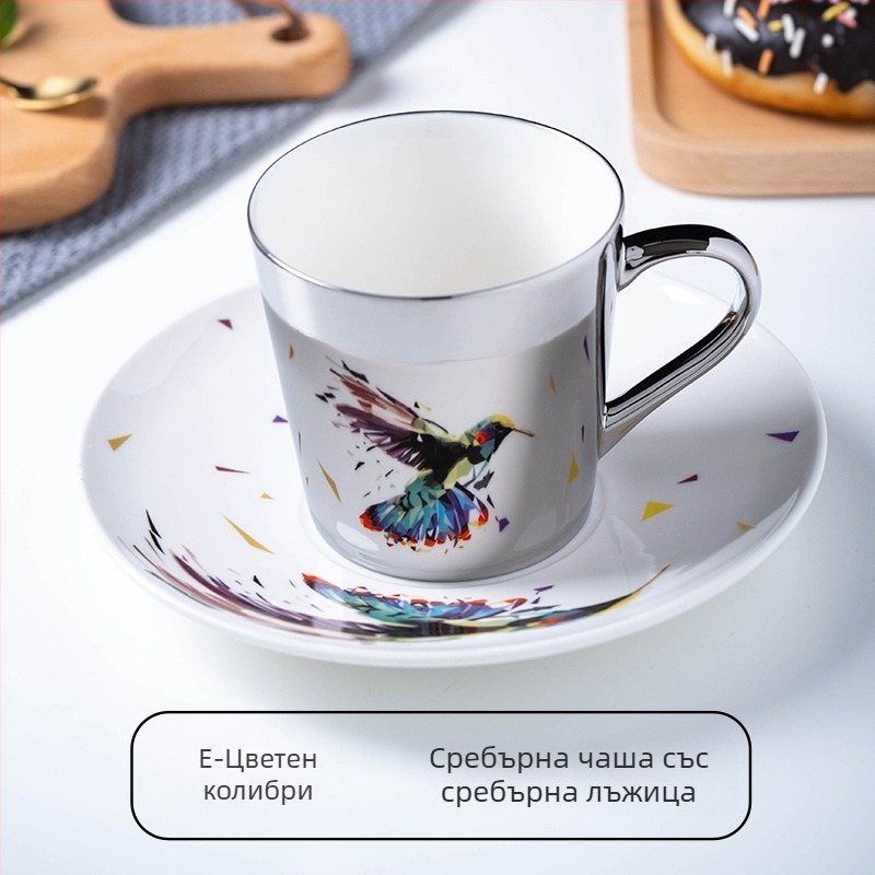Креативен комплект керамични чаши за кафе с огледално покритие, в европейски дизайнерски стил, златни чаши