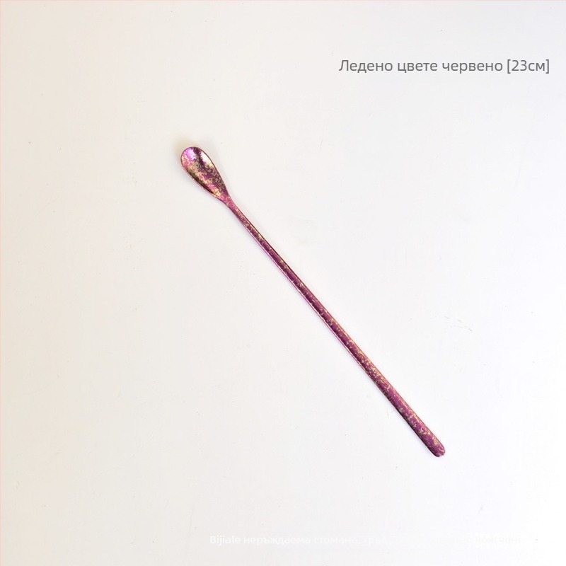 Титаниева лъжичка за разбъркване с мотив ледено цвете, домашна дълга дръжка, лъжичка за десерт, торта и кафе, ултра лека и преносима