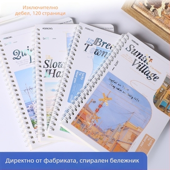 Бележник с двойна спирала, формат B5A, дебела хартия, 72 страници, празни страници, за ученици начален и среден курс, за решаване на задачи