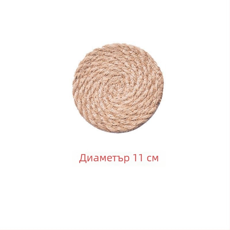 Японски стил плетени ленени подложки за топлоизолация, дебели кръгли подложки за тенджери и чаши
