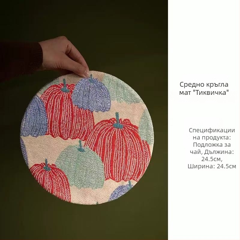 Ретро двустранна чаена подложка с мотив тиква, памучно‑ленена материя, китайски стил, изолационна подложка за чай