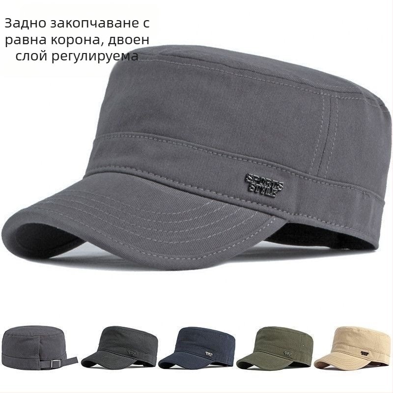 Мъжка шапка с къс козирек, Duckbill стил за пролетно пътуване, с напълно затворен гръб и плосък връх