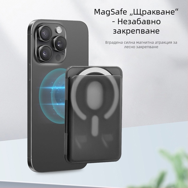 Прозрачен матов магнитен държач за карти и стойка за iPhone, цветен дизайн