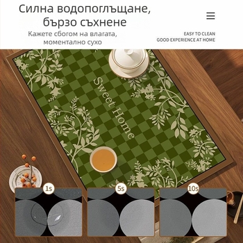 Нов китайски стил чайна подложка за маса, дзен вдъхновение — водопоглъщаща, бързосъхнеща, термозащитна и с неплъзгаща се повърхност, диатомитова глина
