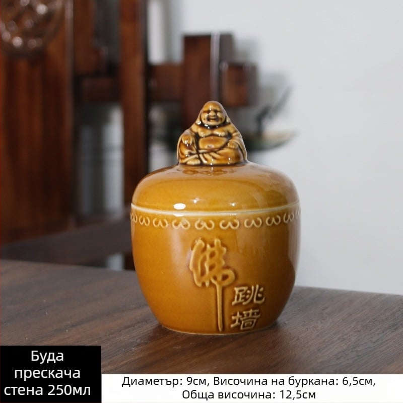 Керамична тенджера за яхния с капак с образ на Буда, водна баня, за домашна употреба