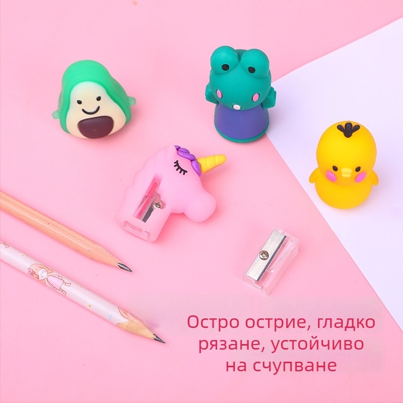 Острилка за моливи с животински дизайн, ръчна, PVC и метал