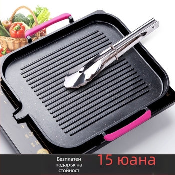 Корейски електрически грил тиган с майфан камък, черен, незалепващ, бездимно домашно барбекю Teppanyaki