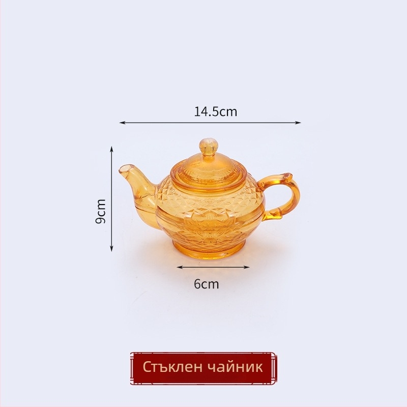 Пластмасов ритуален комплект за сервиране: чиния, купа, чаши за чай, клечки за хранене и чайник