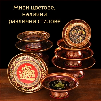 Сплавен поднос за подношения към Буда, поднос за плодове за поклонение, домашни будистки аксесоари с мотив лотос