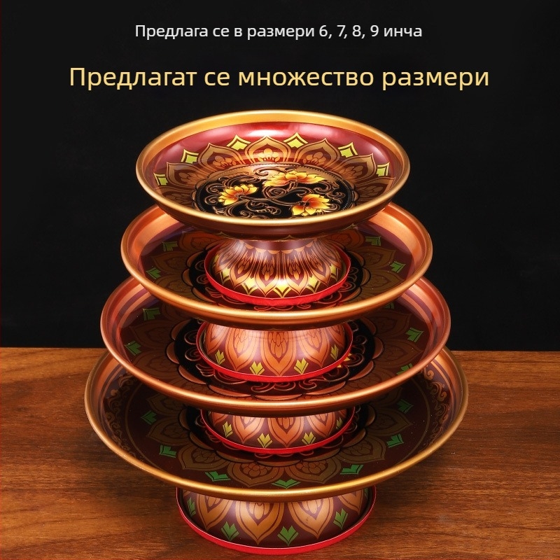 Сплавен поднос за подношения към Буда, поднос за плодове за поклонение, домашни будистки аксесоари с мотив лотос