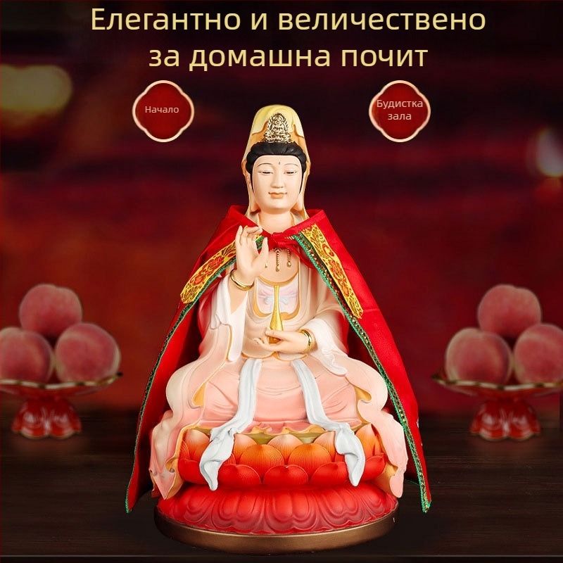 Статуя на Бодхисатва Авалокитешвара с роба и накидка; Статуя на Бодхисатва Кситигарбха с плащ и шал; Будистко облекло