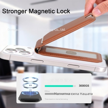 Apple MagSafe държач за карти с PU кожа, сгъваем калъф и магнитна стойка