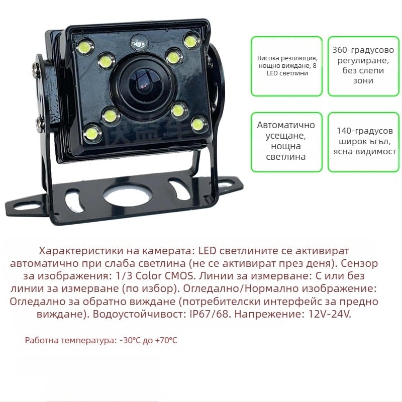 10,36-инчов HD автомобилен дисплей с камера за обратно виждане (12V/24V)