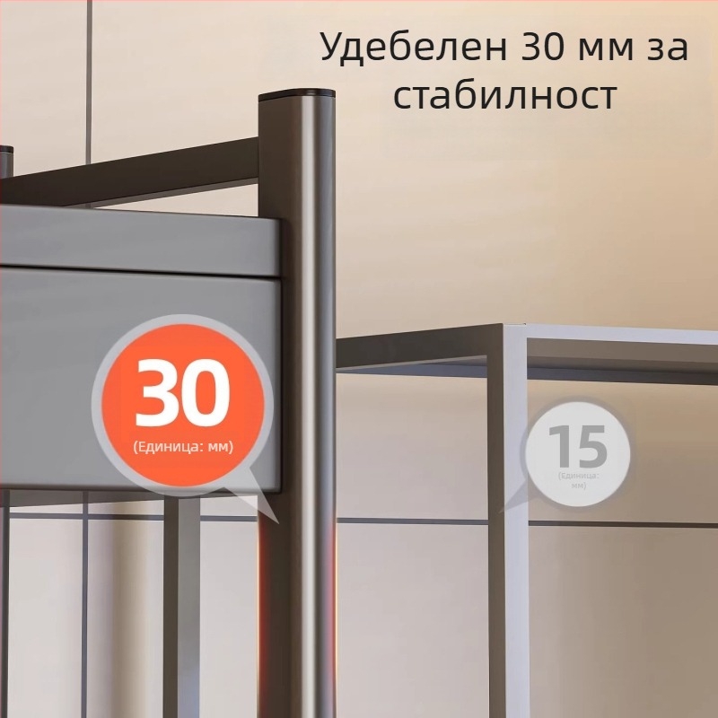 Поставка за микровълнова фурна с чекмедже от неръждаема стомана — многофункционална кухненска поставка за плот, подходяща за оризоварка и съдове, модерен минималистичен стил