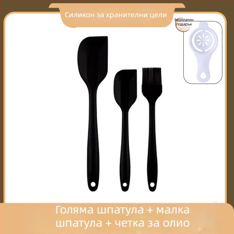 Седемчастен комплект силиконови кухненски инструменти за печене, хранителен клас, термоустойчив шпатула, четка за намазване, разбивач за яйца, клип за храна, лопатка