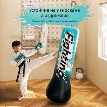 Детска надуваема боксова колона PVC за домашна употреба, вертикална стойка и пълен комплект боксови принадлежности за деца