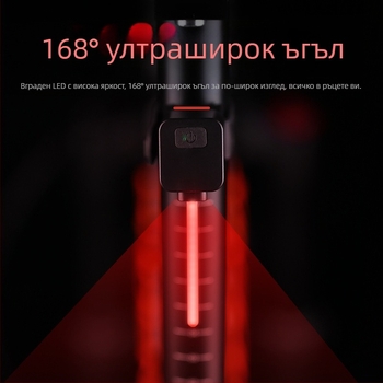 LED задно светло за шосейни велосипеди с течащи светлинни ленти и заменяеми сегменти, презареждащо се за нощно каране