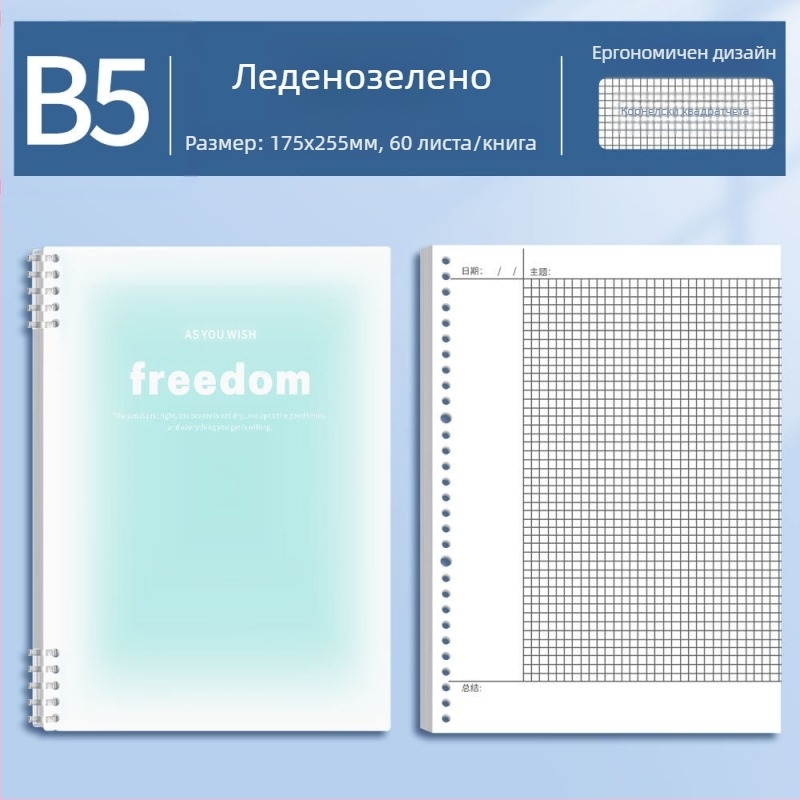 B5 Корнел тетрадка с подвижни листове, отделящи се, Ебингхаус 5R метод за памет за ученици от средно и гимназиално образование