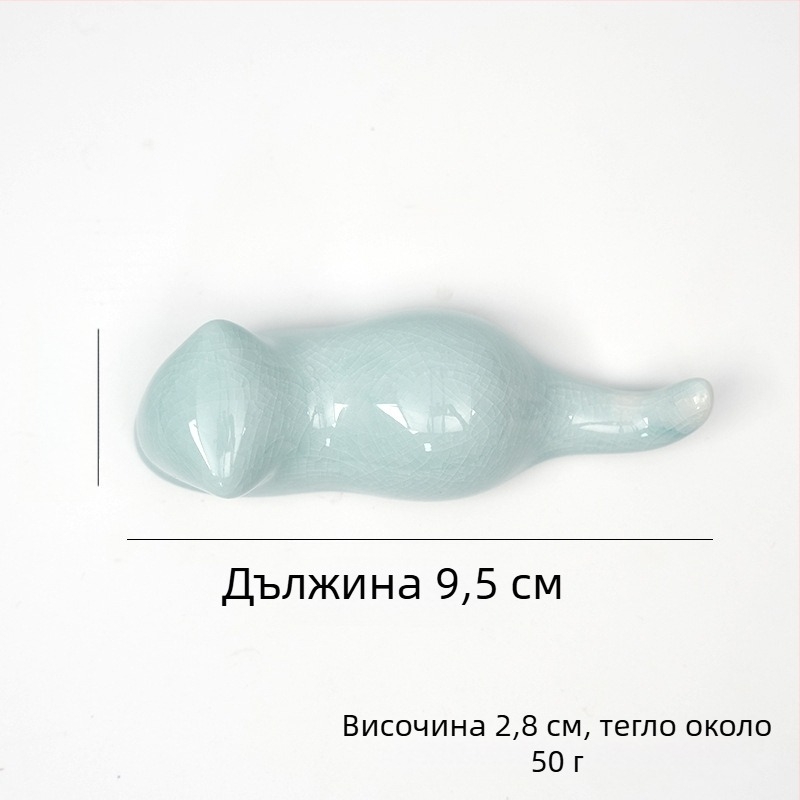 Керамичен многофункционален държач за писалки и четки с мотиви котенце, заек, кит и птица – компактна декоративна поставка за бюро