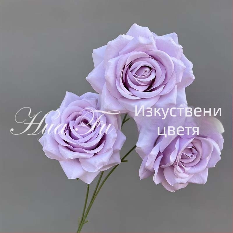 Изкуствена роза с градиентен цвят и имитация на скъпоценен камък – украса за стената на сватбата