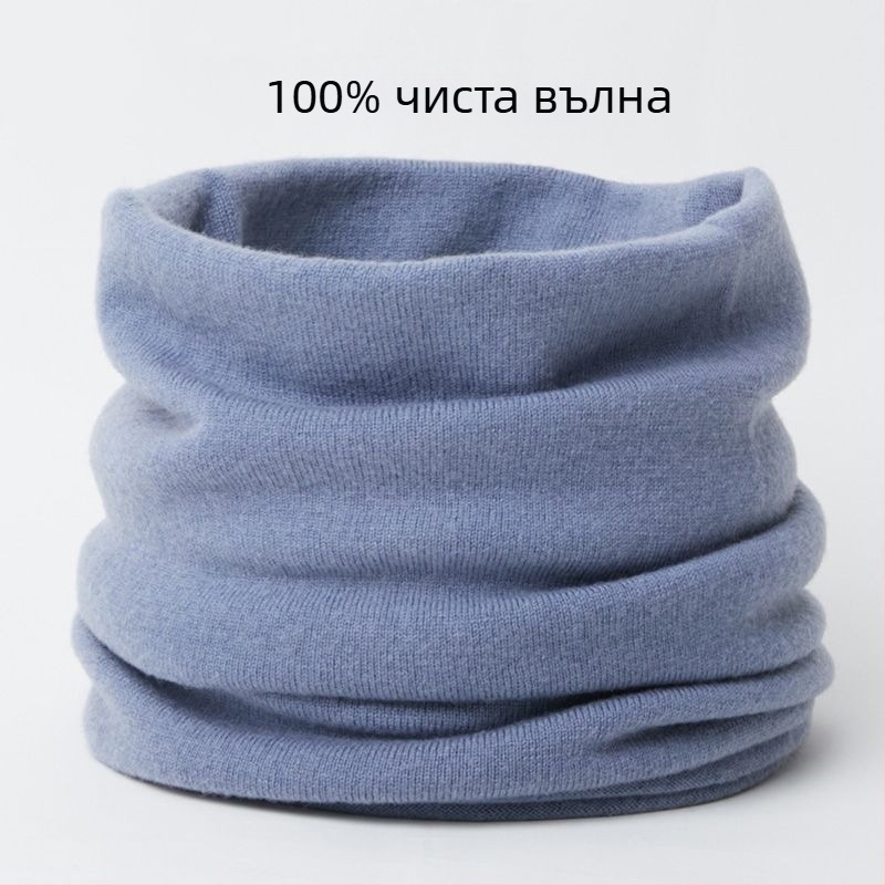 Унисекс вълнен шал за врата, дебел зимен модел, топъл плетен аксесоар за през студения сезон