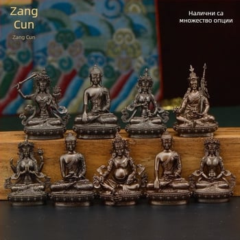 Пълнозлатни медни фигури на Padmasambhava, Bhaisajyaguru, Зелена Тара, Манюшри, Шакямуни Буда, Амитабха и Жълт Дзамбала за лична употреба