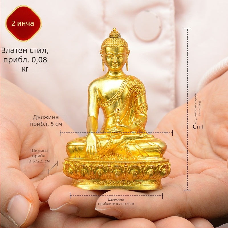 Пълнозлатни медни фигури на Padmasambhava, Bhaisajyaguru, Зелена Тара, Манюшри, Шакямуни Буда, Амитабха и Жълт Дзамбала за лична употреба