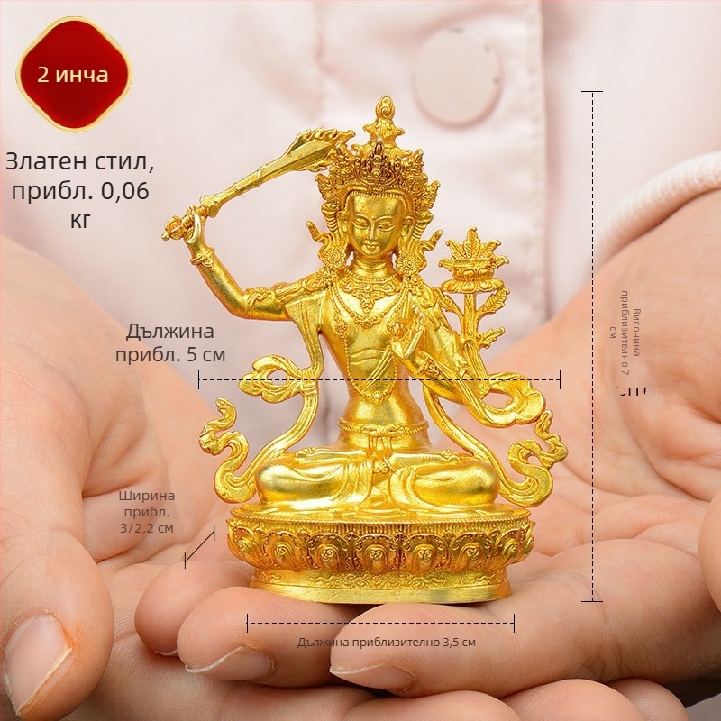 Пълнозлатни медни фигури на Padmasambhava, Bhaisajyaguru, Зелена Тара, Манюшри, Шакямуни Буда, Амитабха и Жълт Дзамбала за лична употреба