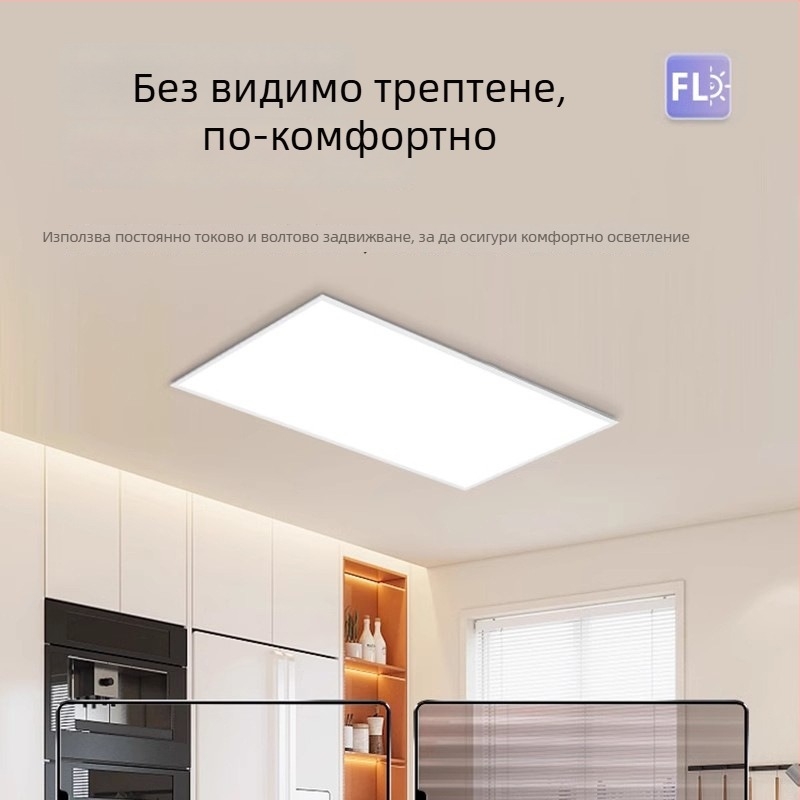 LED плосък панелен светодиоден осветител 600×600, пълен спектър, алуминиев таван панел за офис, кухня и баня