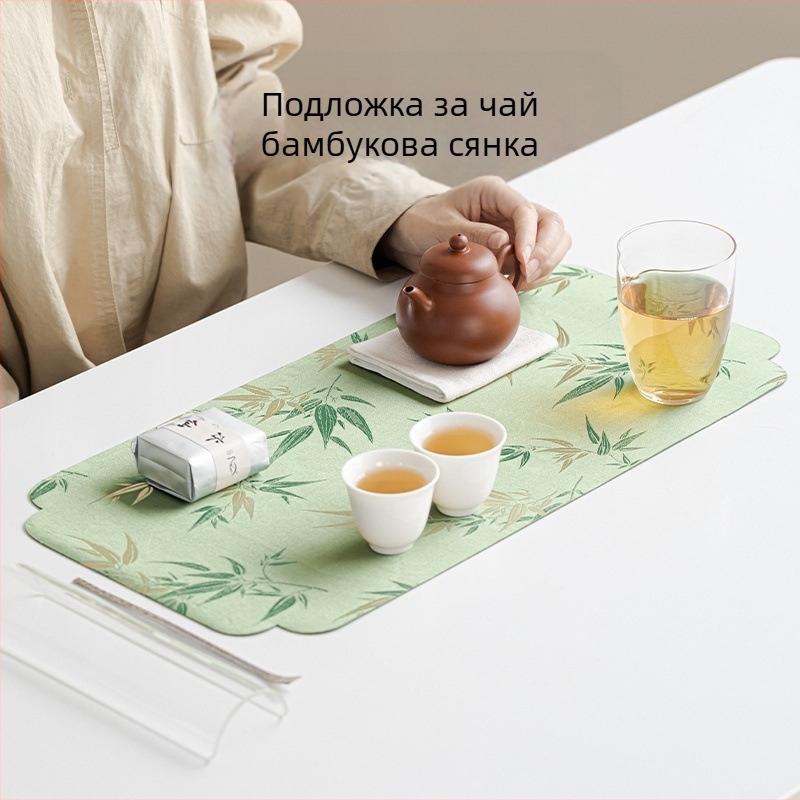 Зен вдъхновена китайска кърпа за чайна церемония, водопоглъщаща и устойчива на петна, текстилна подложка за чай
