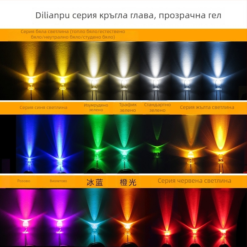 F3 LED без ръбове, 3 мм – златисто жълто LED зърно (лимонено жълто), 2,8–3,0V