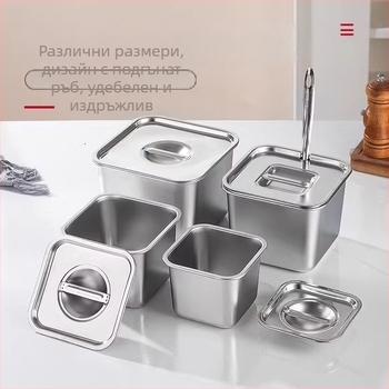 Комерсиална кутия за подправки от 304 неръждаема стомана, квадратен съд за масло и свинска мас, малък буркан за подправки